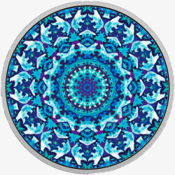 蓝色圆形装饰花朵素材