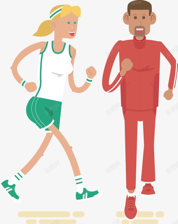跑步男女png免抠素材_新图网 https://ixintu.com 健身 卡通 手绘 男女 跑步