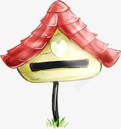 红色蘑菇房子插画素材