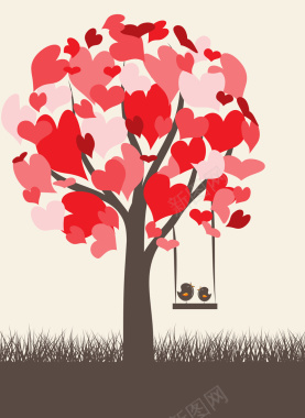 爱心情侣鸟类海报背景矢量图背景