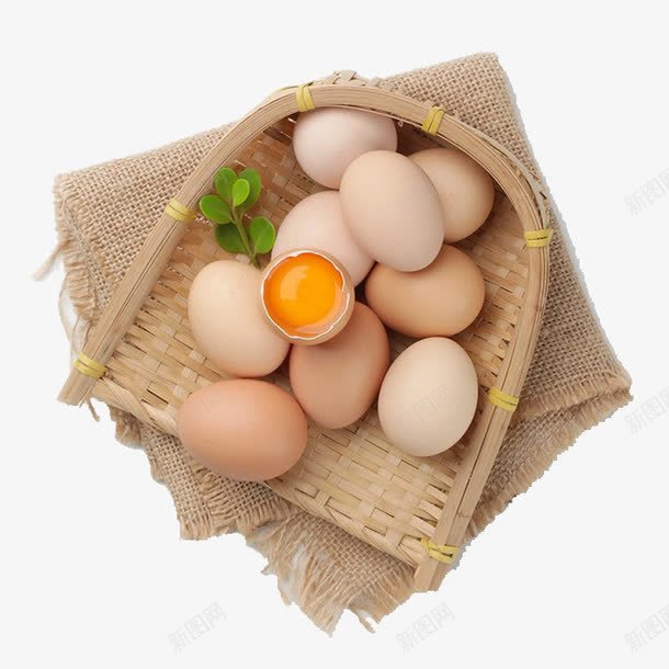 鸡蛋png免抠素材_新图网 https://ixintu.com 竹编篮子 篮子里的鸡蛋 蛋黄 鸡蛋 麻布袋