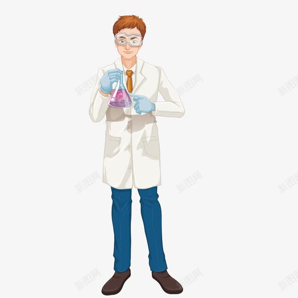 实验室png免抠素材_新图网 https://ixintu.com 化学 实验室插画 烧瓶 男性 科学家