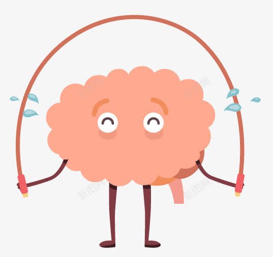 卡通健身的大脑插画png免抠素材_新图网 https://ixintu.com 人脑图 健身 大脑 跳绳 锻炼
