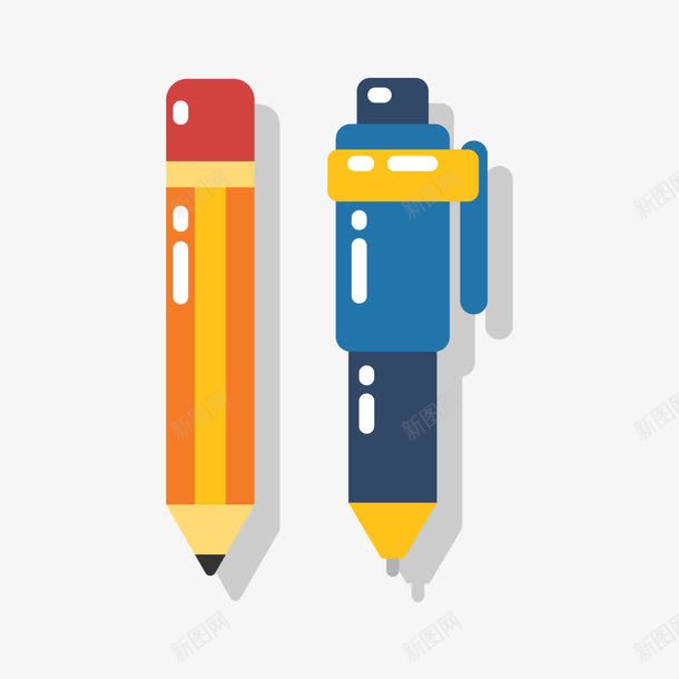 两支卡通笔png免抠素材_新图网 https://ixintu.com 两支 卡通 手绘 水笔 简图 蓝色的 铅笔 黄色的