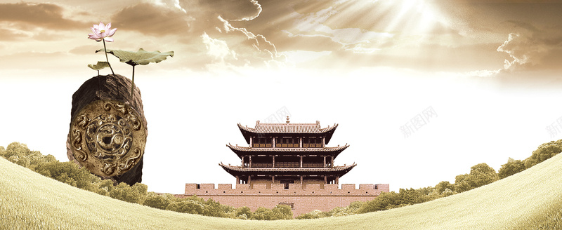 中国古典建筑宣传海报psd设计背景_新图网 https://ixintu.com 中国风 古代 古代建筑 古典 宣传 海报 海报banner