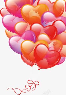 透明心形彩色气球七夕情人节素材