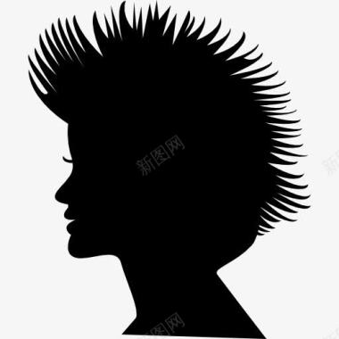 短发女性头部轮廓图标图标