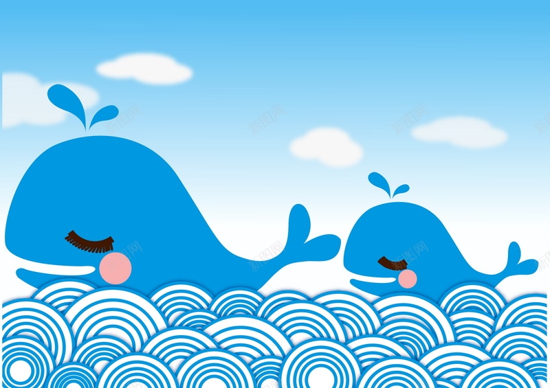 蓝色大海鲸鱼矢量图ai设计背景_新图网 https://ixintu.com 卡通 大海 手绘 抽象 童趣 蓝色 鲸鱼 矢量图