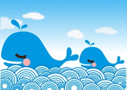 抽象鲸鱼蓝色大海鲸鱼矢量图高清图片