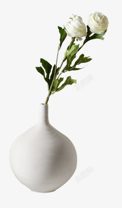 简约的白色花瓶插花素材
