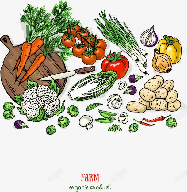 装饰厨房砧板和各式蔬菜png免抠素材_新图网 https://ixintu.com 厨房 蔬菜 装饰