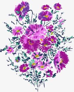唯美手绘紫色花朵植物素材