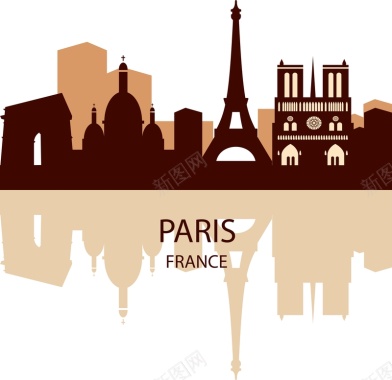 巴黎城市建筑背景模板矢量图背景