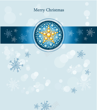蓝色魔法星星雪花圣诞海报背景矢量图背景