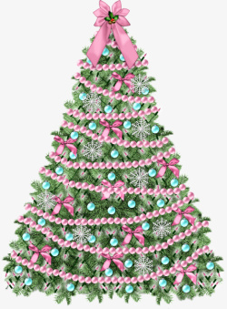 手绘珍珠装饰圣诞树素材