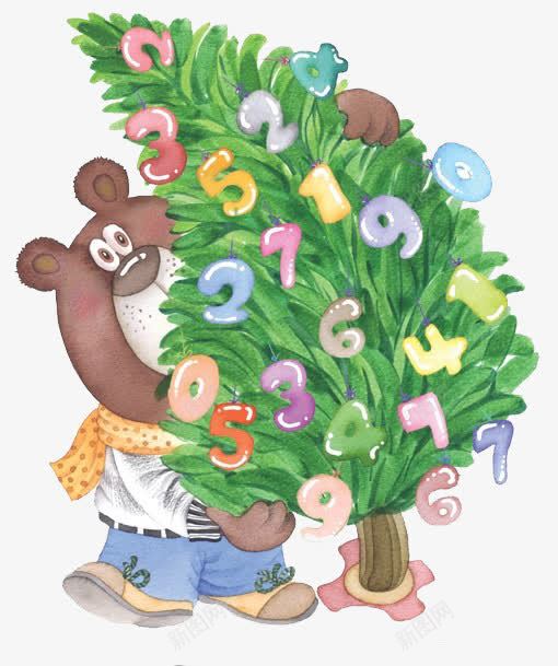 数字圣诞树png免抠素材_新图网 https://ixintu.com 儿童插画 卡通 卡通插画 可爱 圣诞树 熊爸爸 童话