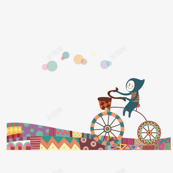可爱卡通小孩骑自行车png免抠素材_新图网 https://ixintu.com 可爱卡通小孩 抽象 骑自行车