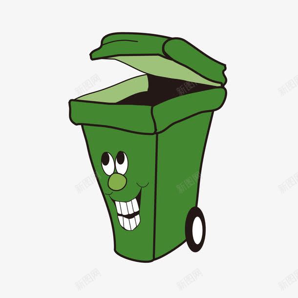 卡通带轮子绿色垃圾箱png免抠素材_新图网 https://ixintu.com 垃圾箱 绿色卡通 绿色矢量 轮子