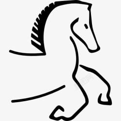 画马的变种马的卡通轮廓面对权利用双脚图标高清图片