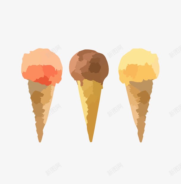水彩冰淇淋png免抠素材_新图网 https://ixintu.com 冰淇淋 卡通 手绘 水果 食物