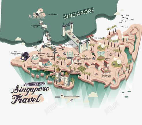 褐色新加坡陆地板块著名景点分布png免抠素材_新图网 https://ixintu.com 新加坡 旅游 景点分布 装饰