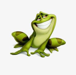 臭美的绿色青蛙露牙齿笑素材
