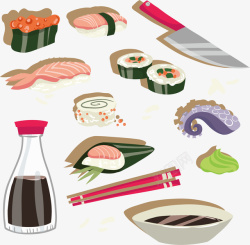 水彩画食品矢量图寿司矢量图高清图片