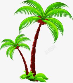 深棕浅棕色深棕卡通椰子树高清图片