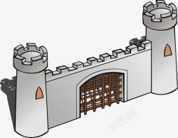灰色城堡城门元素高清图片