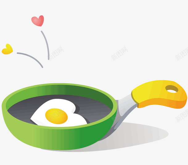 一个煎炸鸡蛋的锅矢量图ai免抠素材_新图网 https://ixintu.com 卡通 厨具 爱心煎蛋 爱心荷包蛋 矢量图 绿色的锅 鸡蛋