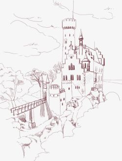 创意手绘合成效果城堡建筑元素素材