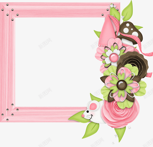 相框装饰图案png免抠素材_新图网 https://ixintu.com 画框 相框 花卉 花朵 装饰图案