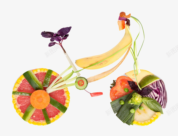 水果创意png免抠素材_新图网 https://ixintu.com 创意 水果 自行车 设计