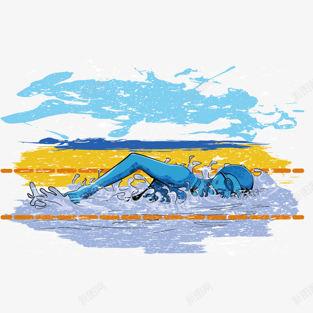 游泳的人矢量图ai免抠素材_新图网 https://ixintu.com 人 水彩 游泳 矢量图