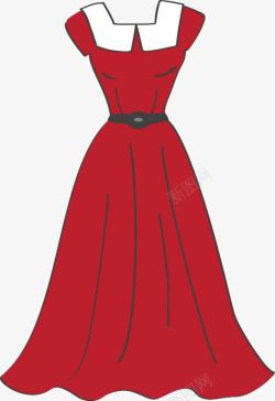 一条红色长裙素材