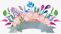 水彩花卉装饰标题框素材