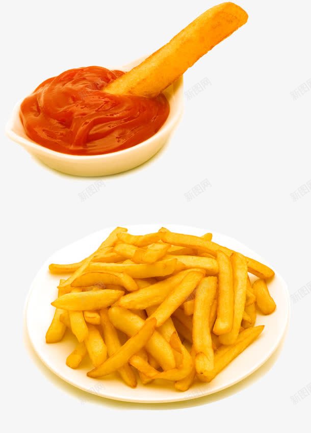 薯条和番茄酱png免抠素材_新图网 https://ixintu.com 快餐 热量 番茄酱 薯条