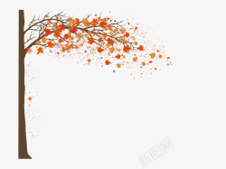 树叶落光的树插画风景场景画矢量图高清图片