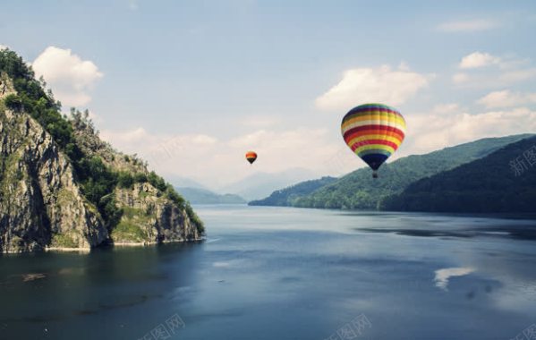 大自然风景氢气球海报背景