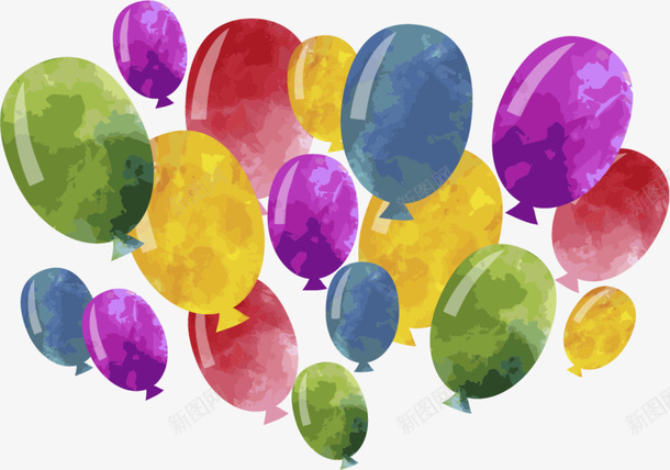 儿童节手绘多彩气球png免抠素材_新图网 https://ixintu.com 一群气球 儿童节 多彩气球 手绘气球 水彩 绘画