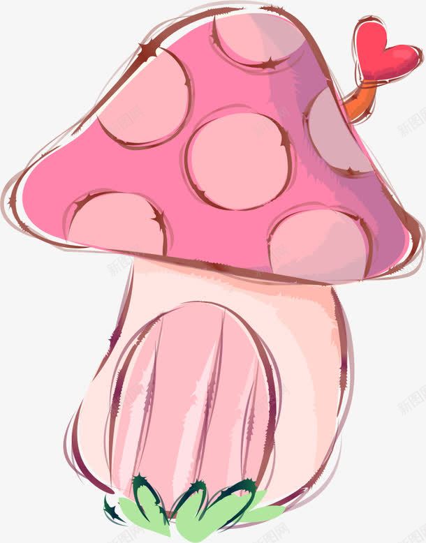 粉色可爱蘑菇屋png免抠素材_新图网 https://ixintu.com AI 卡通 可爱 爱心 粉色 线条 蘑菇
