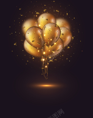 时尚大气商务金色气球广告矢量图背景