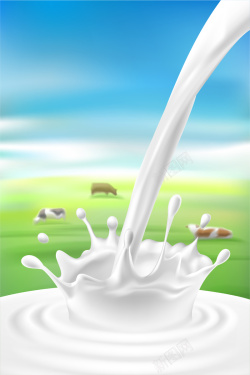 草原宣传矢量牛奶饮料背景高清图片