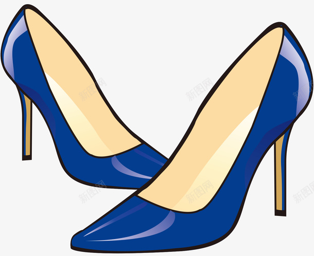 蓝色高跟鞋矢量图ai免抠素材_新图网 https://ixintu.com 蓝色 蓝色高跟鞋 鞋子 高跟鞋 矢量图
