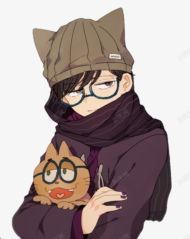 抱着猫的男朋友png免抠素材_新图网 https://ixintu.com 卡通 抱着猫 猫 男朋友