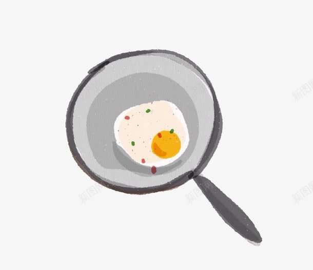 手绘煎鸡蛋png免抠素材_新图网 https://ixintu.com 卡通 手绘 铁锅 鸡蛋