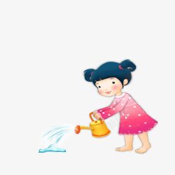 浇水的女孩浇水的小女孩高清图片