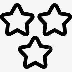 勋章星形状轮廓3颗星的轮廓图标高清图片