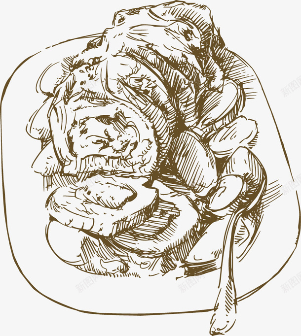 素描西方美食矢量图ai免抠素材_新图网 https://ixintu.com 平面设计 手绘 素描 西方美食 食物 矢量图