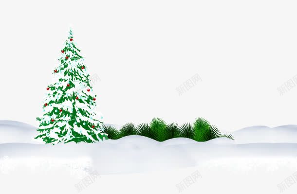 手绘圣诞树雪花装饰png免抠素材_新图网 https://ixintu.com 圣诞树 装饰 雪花